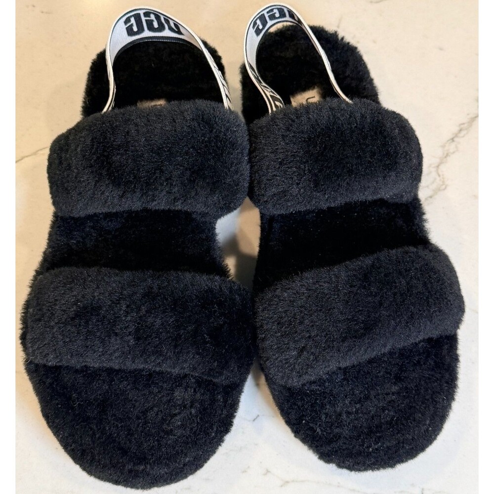 UGG Oh Yeah Black Casual Comfort Slide Slippers Shoes 1107953 Women - Sz 8